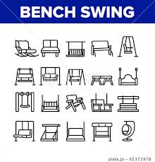 Bench Swing Furniture Collection Icons