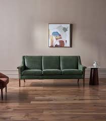 Villa Green Leather 3 Cushion Sofa