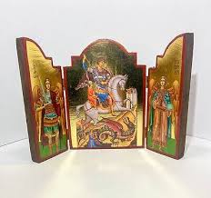 Tri Fold Byzantine Icon Art Gold Foil