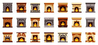 Stone Fireplace Vector Images Browse