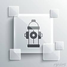 Grey Fire Hydrant Icon Isolated On Grey