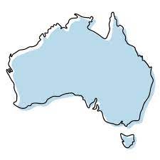 Australia Icon Blue Sketch Map