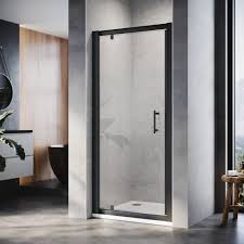 Elegant 760mm Black Pivot Hinge Shower