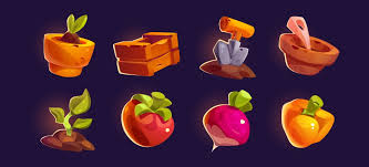 Farm Gardening Game Ui Icon Of Tool And