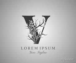 Letter V With Dead Tree Design Logo