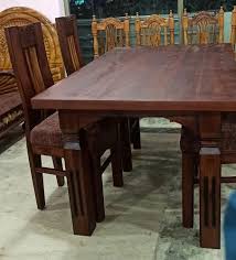 Glass Rectangular Teak Wood 4 Seater