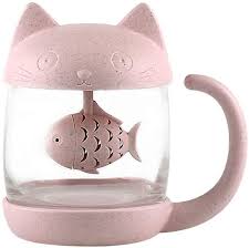 Cat Glass Tea Cup Water Bottle Fish Tea