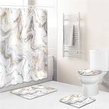 Shower Curtain Set With Non Slip Rugs