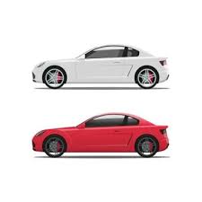 Car Side View Auto Vector White Red