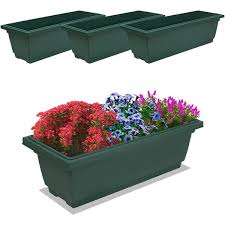 Rectangular Plastic Planters 21 75 In 4 Pack Window Planter Box For Outdoor And Indoor Herbs Vegetables