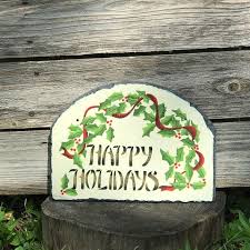 Slates Ornate Happy Holidays Painted
