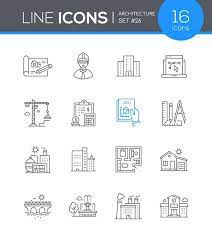 Line Design Icons Set Stock Vector By