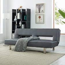 Homestock Gray Futon Sofa Bed Faux