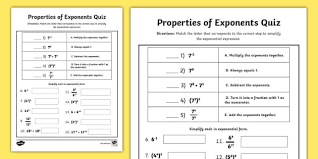 Eighth Grade Properties Of Exponents