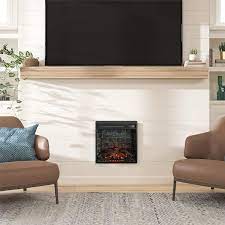 18 In Electric Glass Front Fireplace Insert With Remote Black