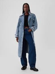 Longline Icon Denim Trench Jacket Gap