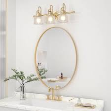 Clavie 24x36 Oval Metal Frame Mirror Bathroom Mirror Wall Mirror Stainless Steel Frame Brown Size 24 X 36