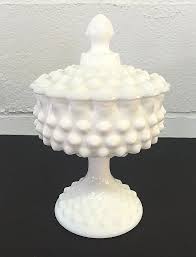 Fenton White Hobnail Milk Glass Compote