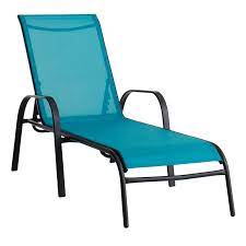 Stackable Teal Sling Outdoor Chaise