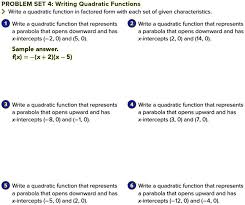 Writing Quadratic Functions