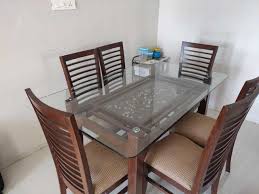 Wood Glass Dining Table Set For Home