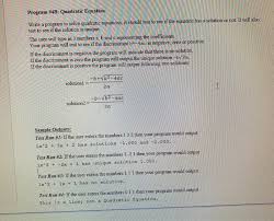 Solved Program 4b Quadratic Equation