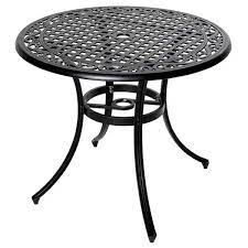 36 Inch Outdoor Round Patio Aluminum Bistro Table With Umbrella Hole In Antique Bronze