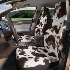 Brown Cow Print Car Seat Covers