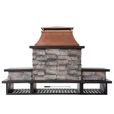Sunjoy Maryland Bel Aire 48 03 In Copper Fireplace With Faux Stack Stone Finish