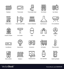Gas Heater Line Icons Royalty Free