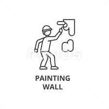 Painting Wall Vector Line Icon Sign