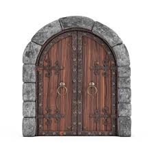 Medieval Arch Wooden Closed Castle Gate