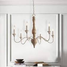 Light Rustic Farmhouse Wood Chandelier