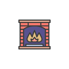 Fireplace Filled Outline Icon Line