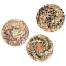 Natural Woven Seagrass Flat Baskets