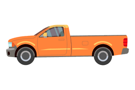 Orange Pickup Truck Icon Flat Color