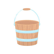 Flat Vector Icon Of Empty Wooden Bucket