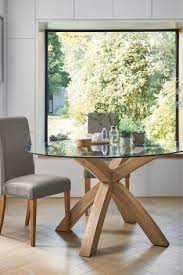Oak Glass Round Dining Table Glass