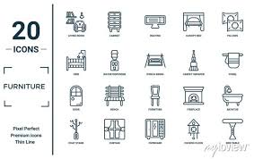 Furniture Linear Icon Set Includes