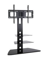 1home Cantilever Glass Tv Stand With