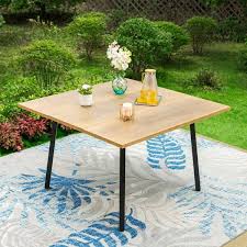 Black Square Metal Patio Dining Table