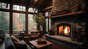 Exposed Timber Beams A Stone Fireplace