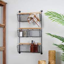 Hanging Baskets Metal Wall Shelf