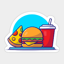 Burger Pizza And Soda Cartoon Vector
