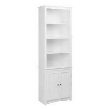 Prepac Tall Bookcase With 2 Shaker Doors White