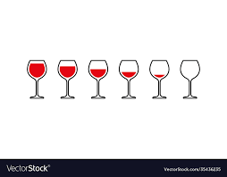 Red Wine Glasses From Full To Empty