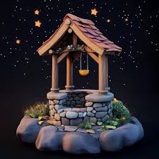 3d Wishing Well Icon Symbol Of Luck And