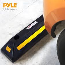 Pyle Pcrstp11x4 Heavy Duty Rubber Car Truck Parking Wheel Stop Block Set Of 4