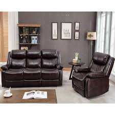 Brown Pu Leather Manual Recliner