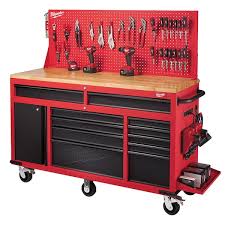 Mobile Workbench With Sliding Pegboard